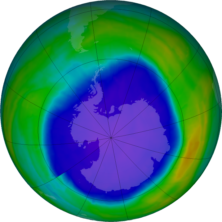 Antarctic ozone map for 27 September 2015